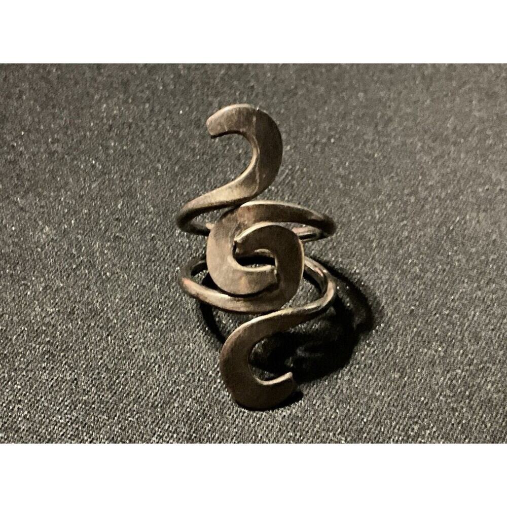 925 Artizan Made Swirl Knuckle Ring Size 8 W/ Patina